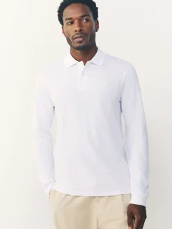 Next Blanc - Slim Fit (Slim Fit) - Polo à manches longues en piqué Hot