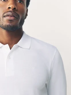 Next Blanc - Slim Fit (Slim Fit) - Polo à manches longues en piqué Hot