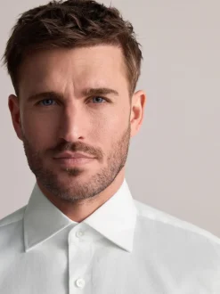 Next Blanc - Slim Fit (Slim Fit) - Chemise élégante Signature 100% coton texturée Sale