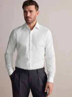 Next Blanc - Slim Fit (Slim Fit) - Chemise élégante Signature 100% coton texturée Sale