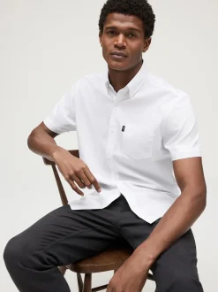 Next Blanc - Slim Fit (Slim Fit) - Chemise Oxford à manches courtes Easy Iron Button Down Hot