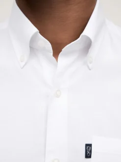 Next Blanc - Slim Fit (Slim Fit) - Chemise Oxford à manches courtes Easy Iron Button Down Hot