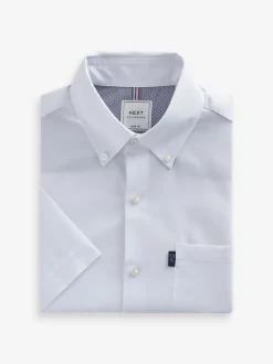 Next Blanc - Slim Fit (Slim Fit) - Chemise Oxford à manches courtes Easy Iron Button Down Hot