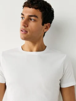 Next Blanc - Slim Fit (Slim Fit) - T-shirts de superposition en coton 100 %, lot de 5 Outlet