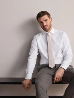 Next Blanc - Slim Fit (Slim Fit) - Chemise Signature texturée élégante Discount