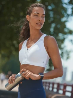 Next Blanc - Soutien-gorge B-GG Active Sports Impact élevé Dry Tech zippé sur le devant Clearance