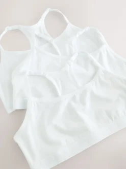 Next Blanc - Strappy Racer Back Crop Tops Pack de 3 (5-16ans) Clearance