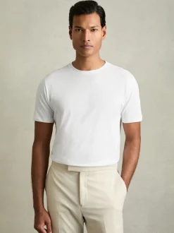 Reiss - T-shirt à col ras du cou en coton Bless Blanc Clearance