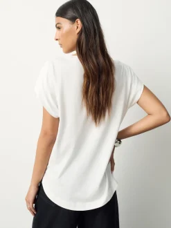 Next Blanc - T-shirt Blend modal TENCEL™ à Mancherons Clearance