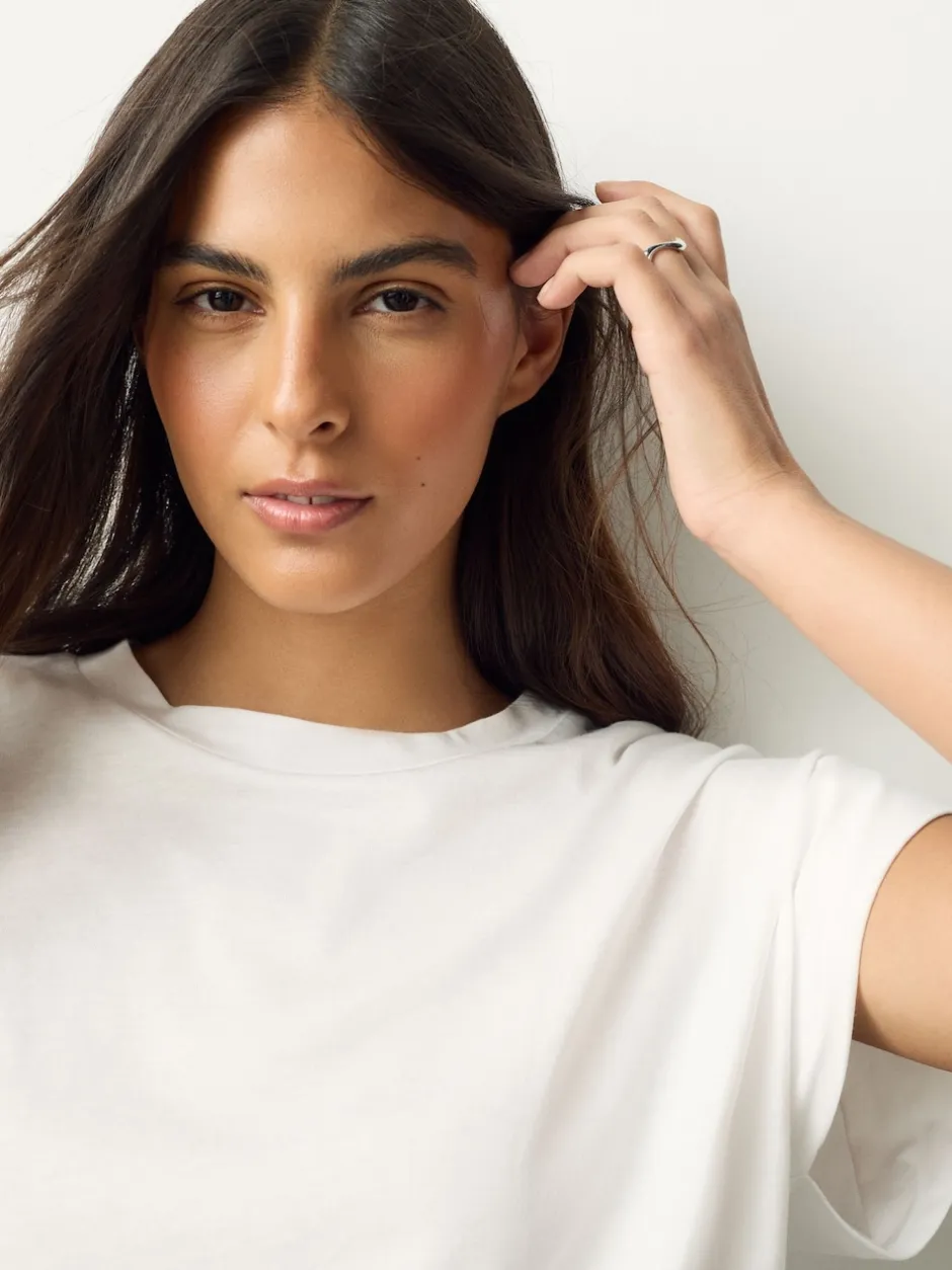 Next Blanc - T-shirt Blend modal TENCEL™ à Mancherons Clearance