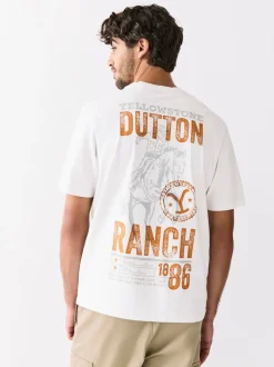 Next Blanc - T-shirt imprimé graphique Yellowstone Outlet