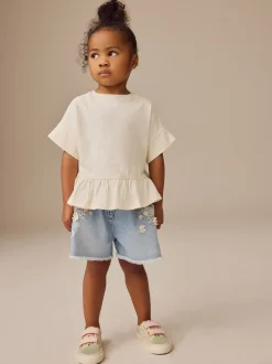 Next - T-shirt péplum à manches courtes (3mois-7ans) Blanc Outlet