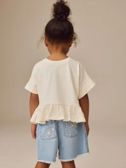 Next - T-shirt péplum à manches courtes (3mois-7ans) Blanc Outlet