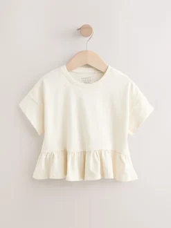 Next - T-shirt péplum à manches courtes (3mois-7ans) Blanc Outlet