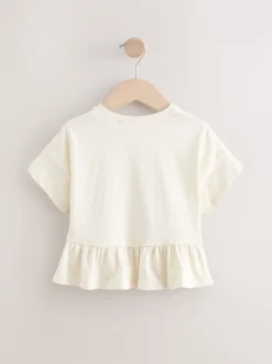 Next - T-shirt péplum à manches courtes (3mois-7ans) Blanc Outlet