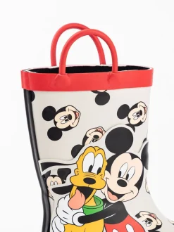 Vanilla Underground Blanc - Bottes en caoutchouc Mickey & Pluto garçon avec poignées