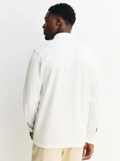 Next Blanc / Vert sauge - Chemise rayée en jersey Manches courtes