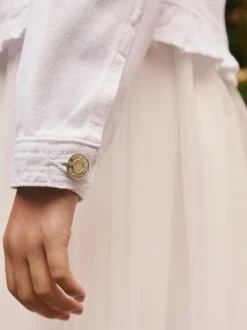 Next Blanc - Veste en jean à épaules volantées (3-16ans)