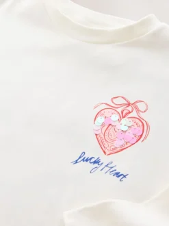 Next Blanc avec breloque - Haut à manches longues à sequins (3-16ans) Outlet