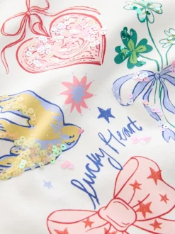 Next Blanc avec breloque - Haut à manches longues à sequins (3-16ans) Outlet