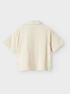 Name It Blanc chromé - Chemises à cordon de serrage aspect lin 100% coton Online