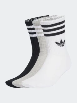 adidas originals - Col rond - 3-Rayures Chaussettes Col rond 3 paires Blanc chromé