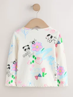 Next - T-shirt à manches longues en côtes (3mths-7yrs) Blanc écru Discount