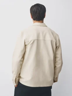 Next - Veste-chemise en jersey sergé à boutons-pression Blanc écru Sale