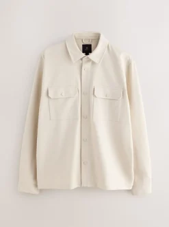 Next - Veste-chemise en jersey sergé à boutons-pression Blanc écru Sale