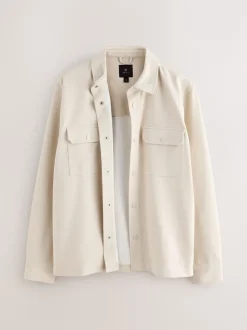 Next - Veste-chemise en jersey sergé à boutons-pression Blanc écru Sale