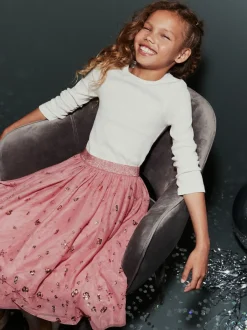 Next - Top côtelé à manches longues (3-16ans) Blanc écru/crème Outlet