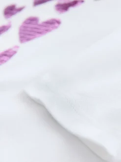 Next Blanc cœurs arc-en-ciel - Haut à manches longues à sequins (3-16ans) Discount