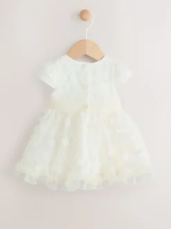 Next Blanc 3D fleurs - Robe d'occasion pour bébé (0mths-2yrs) Online