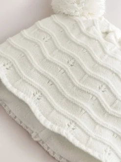 Next Blanc en maille - Chapeau de trappeur à double pompon en pointelle pour bébé (0mois2ans) Online