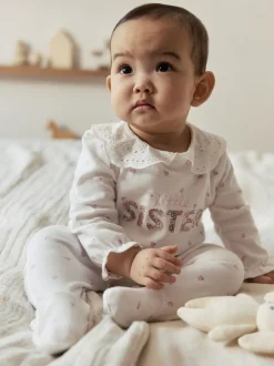 Next Blanc Little Sister - Combinaison de nuit BÉBÉ famille (0-2ans) Clearance