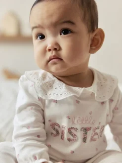 Next Blanc Little Sister - Combinaison de nuit BÉBÉ famille (0-2ans) Clearance