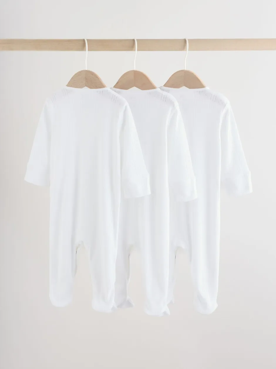 Next Blanc maille pointelle - Lot de 3 dors-bien bébé (0-18mois) Discount