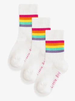 Little Bird by Jools Oliver Blanc Pastel - Lot de 3 paires de chaussettes à tube Little Bird de Jools Oliver rayées Outlet