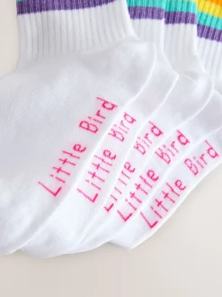 Little Bird by Jools Oliver Blanc Pastel Arc-en-ciel - Lot de 7 paires de Chaussettes tube Blanches Sale
