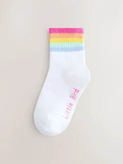 Little Bird by Jools Oliver Blanc pastel Rayures arc-en-ciel - Lot de 3 paires de chaussettes Discount