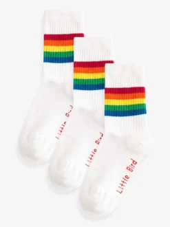 Little Bird by Jools Oliver Blanc vif - Lot de 3 paires de chaussettes à tube Little Bird de Jools Oliver rayées Sale