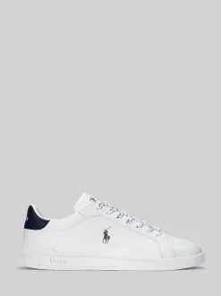 Polo Ralph Lauren Blanc/Bleu - Baskets Heritage Court II en cuir Discount