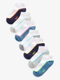 Next Blanc/Bleu - Chaussettes d'entraînement Semelle intérieure coussinée 7 Pack Hot