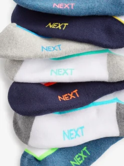 Next Blanc/Bleu - Chaussettes d'entraînement Semelle intérieure coussinée 7 Pack Hot