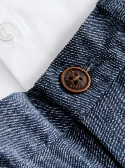 Next Blanc/Bleu - Ensemble Chemises Shorts Bretelles & Nœud Cravate (3mois-9ans) Outlet