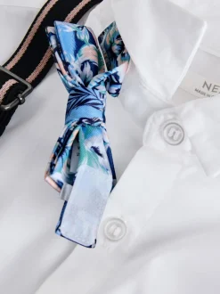 Next Blanc/Bleu - Ensemble Chemises Shorts Bretelles & Nœud Cravate (3mois-9ans) Outlet