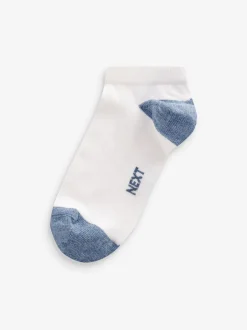 Next - Paquet de chaussettes de sport en coton riche 7 Blanc/Bleu/Gris talon et orteil Discount