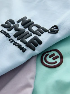 Next Blanc/bleu/vert/noir/violet - Lot de 5 petits T-shirts graphiques à manches courtes (3mois-7ans) Sale