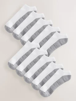 Next Blanc/Gris - Lot de 10 - Chaussettes de sport rembourrées Clearance