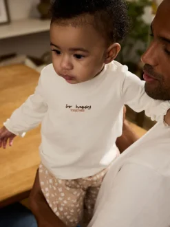 Next Blanc/marron - Ensemble Bébé haut et Pantalons à manches longues 2 Pièces (0mois-2ans) Clearance